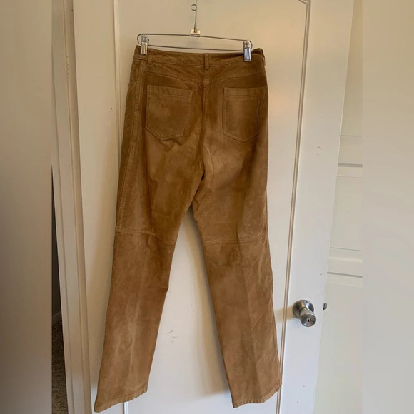 Danier suede straight leg pants  in tan color size 6. - Picture 2 of 11